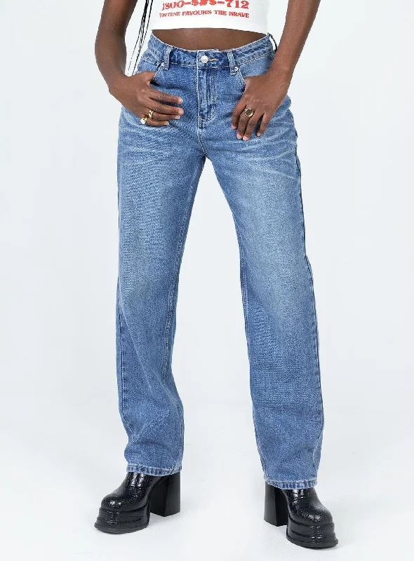 Mick Mid Wash Low Rise Jean Denim