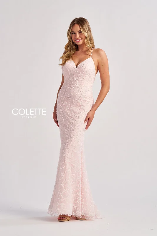 Colette by Daphne CL8655 Glitter Long Mermaid Formal Beaded Prom Dress