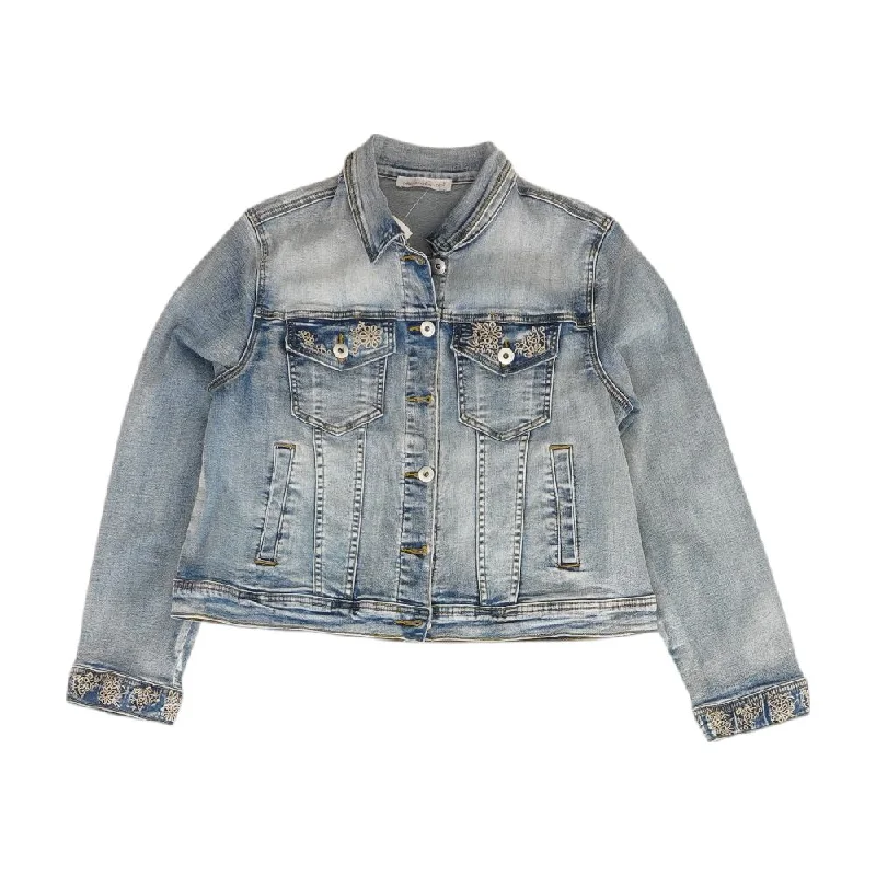 Blue Solid Denim Jacket