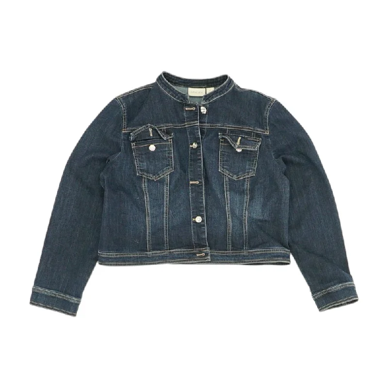 Blue Solid Denim Jacket