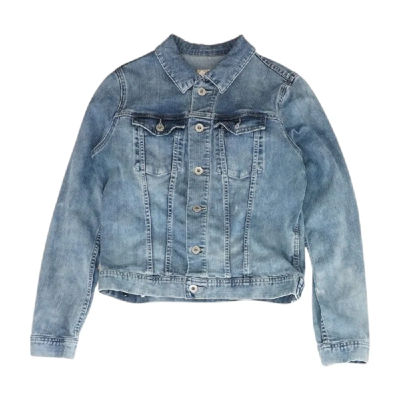 Blue Solid Denim Jacket