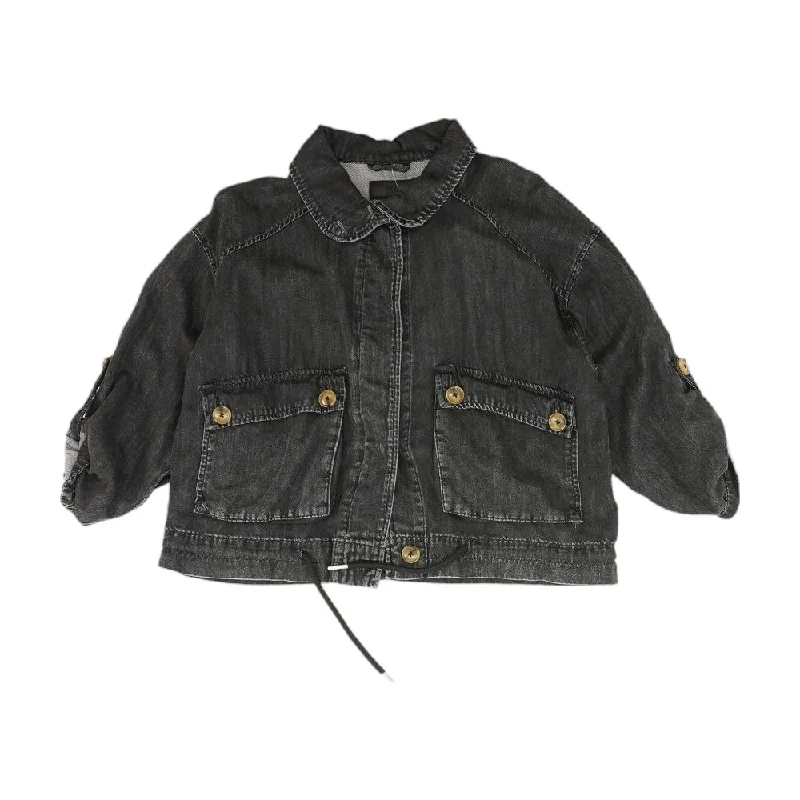 Black Solid Denim Jacket