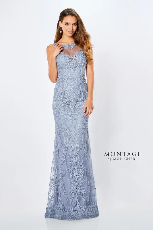 Montage 221971 Beaded Long Lace Ribbon Evening Formal Dress