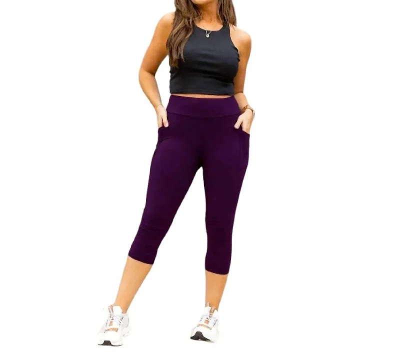 Hailey Capri Leggings In Purple