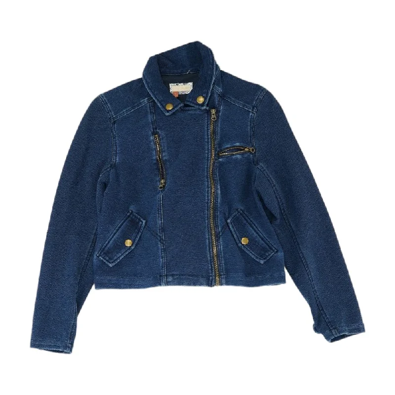 Blue Solid Denim Jacket