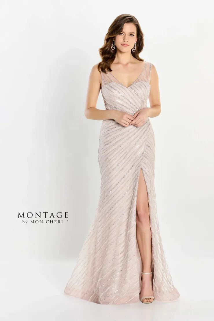 Montage M2216 Long Sequin High Slit Formal Dress