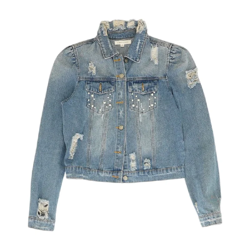 Blue Solid Denim Jacket