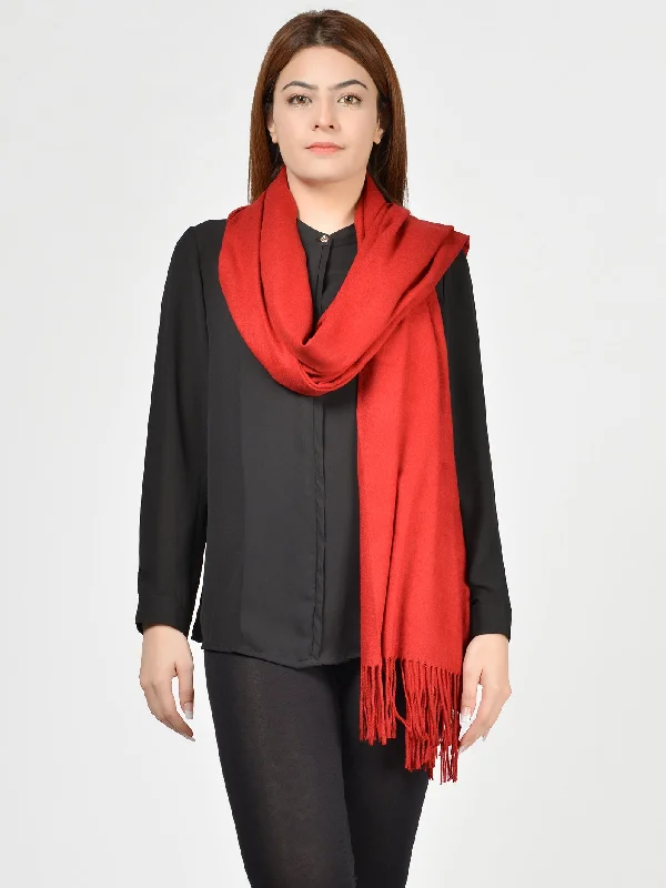 Plain Woolen Shawl - Red