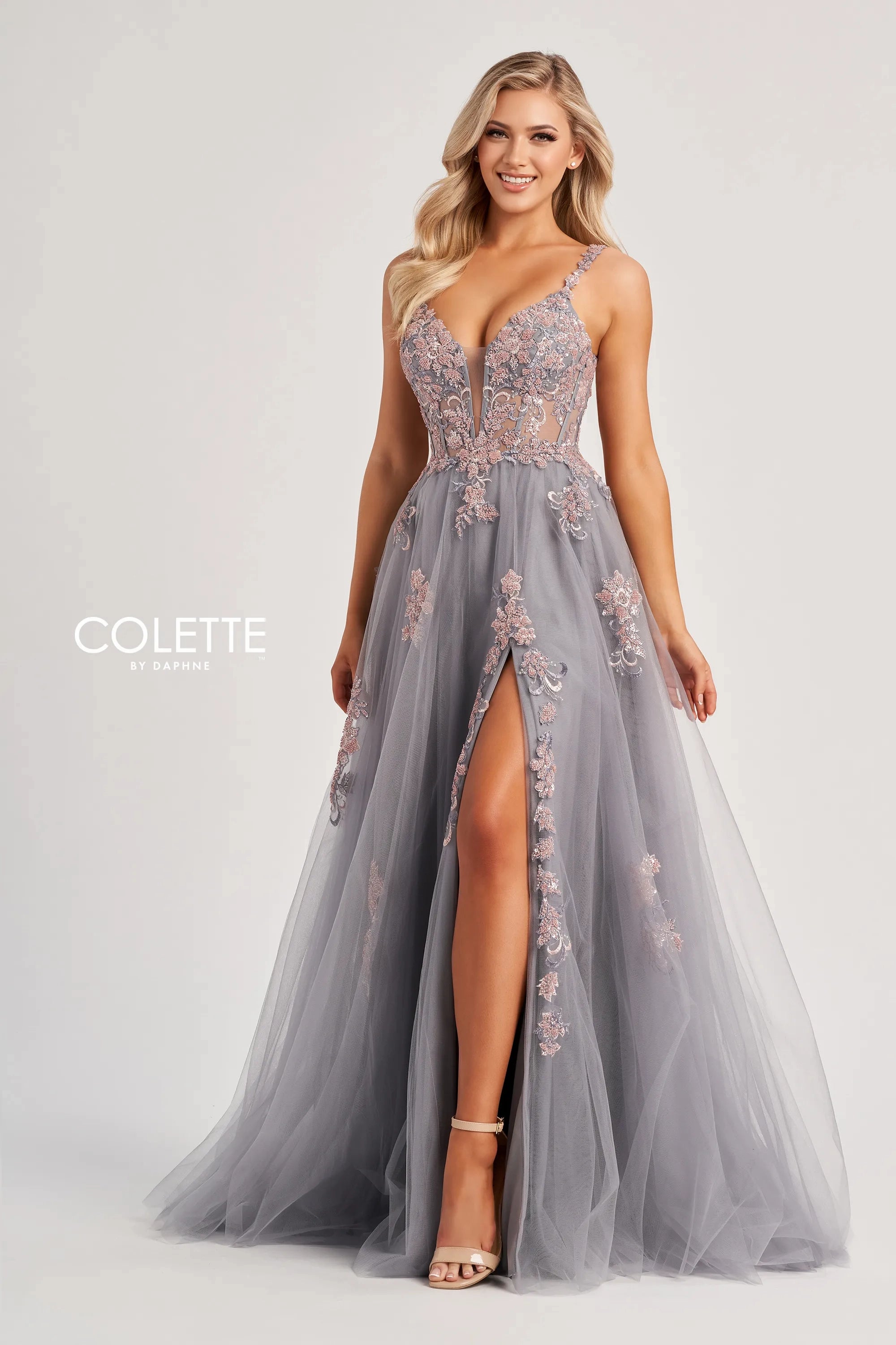 Colette by Daphne CL8130 A Line Long Sequin Formal Dress