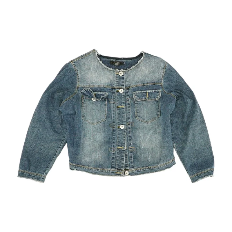 Blue Solid Denim Jacket