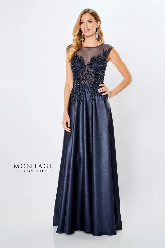 Montage 221967 Long Beaded Illusion A Line Formal Dress