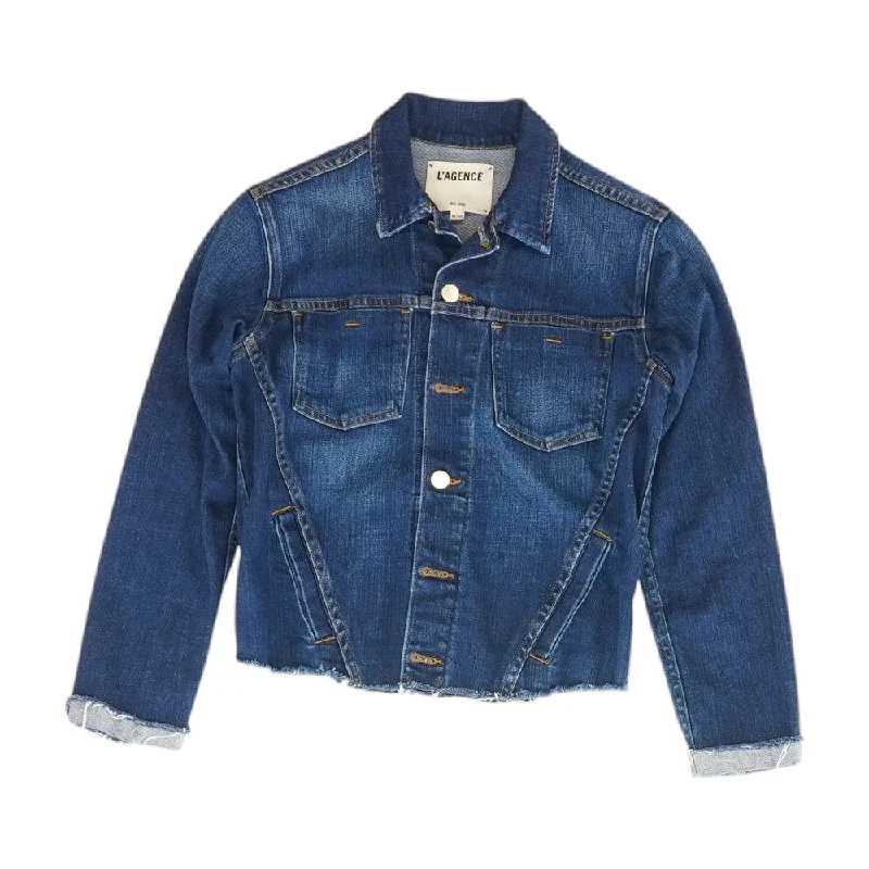 Blue Solid Denim Jacket