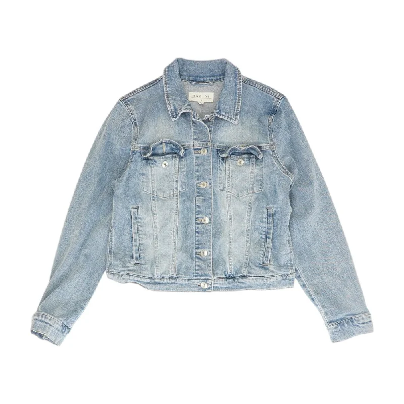 Blue Solid Denim Jacket