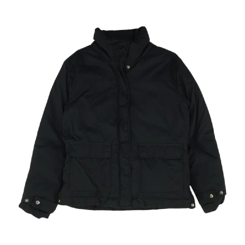 Black Solid Puffer Coat