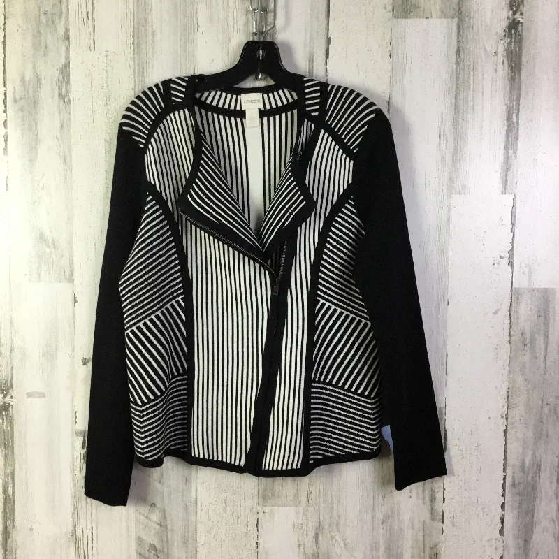 Cardigan By Chicos In Black & White, Size: M