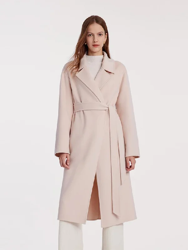 Pure Cashmere Double-Faced Women Coat With Belt