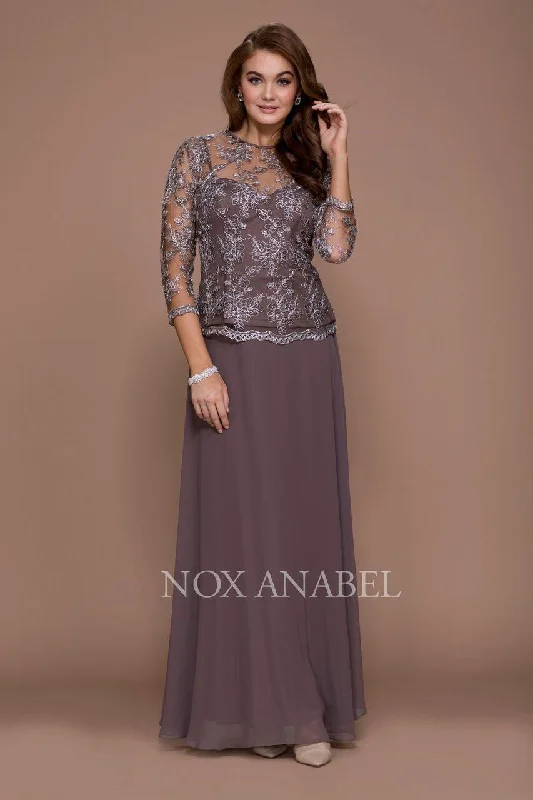 Formal Long Sleeve Mother of the Bride Dress Mocha