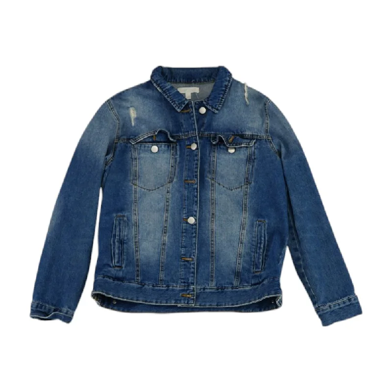 Blue Solid Denim Jacket