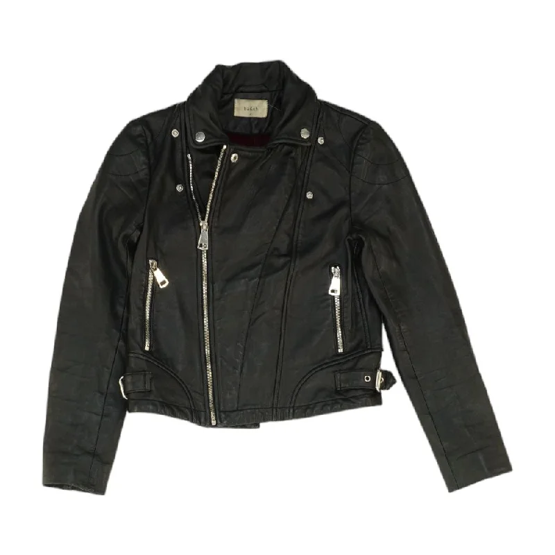 Black Solid Leather Jacket