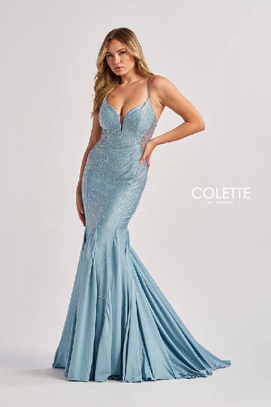 Colette by Daphne CL8550 Long Mermaid Fit Formal Beaded Prom Dress