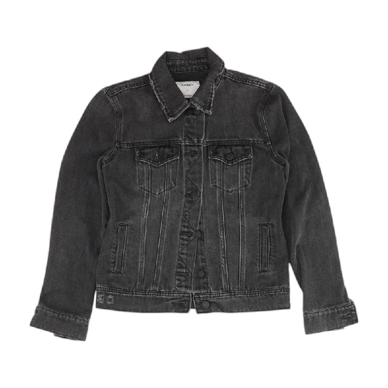 Black Solid Denim Jacket