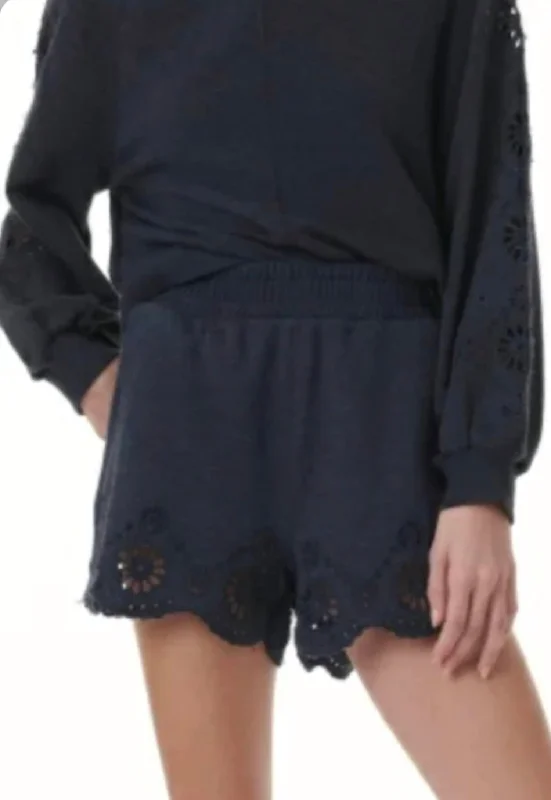 Brynn Eyelet Sweatshirt In Navy