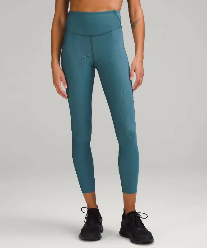 Base Pace High-Rise Tight 25" Two-Tone Ribbed In Teal