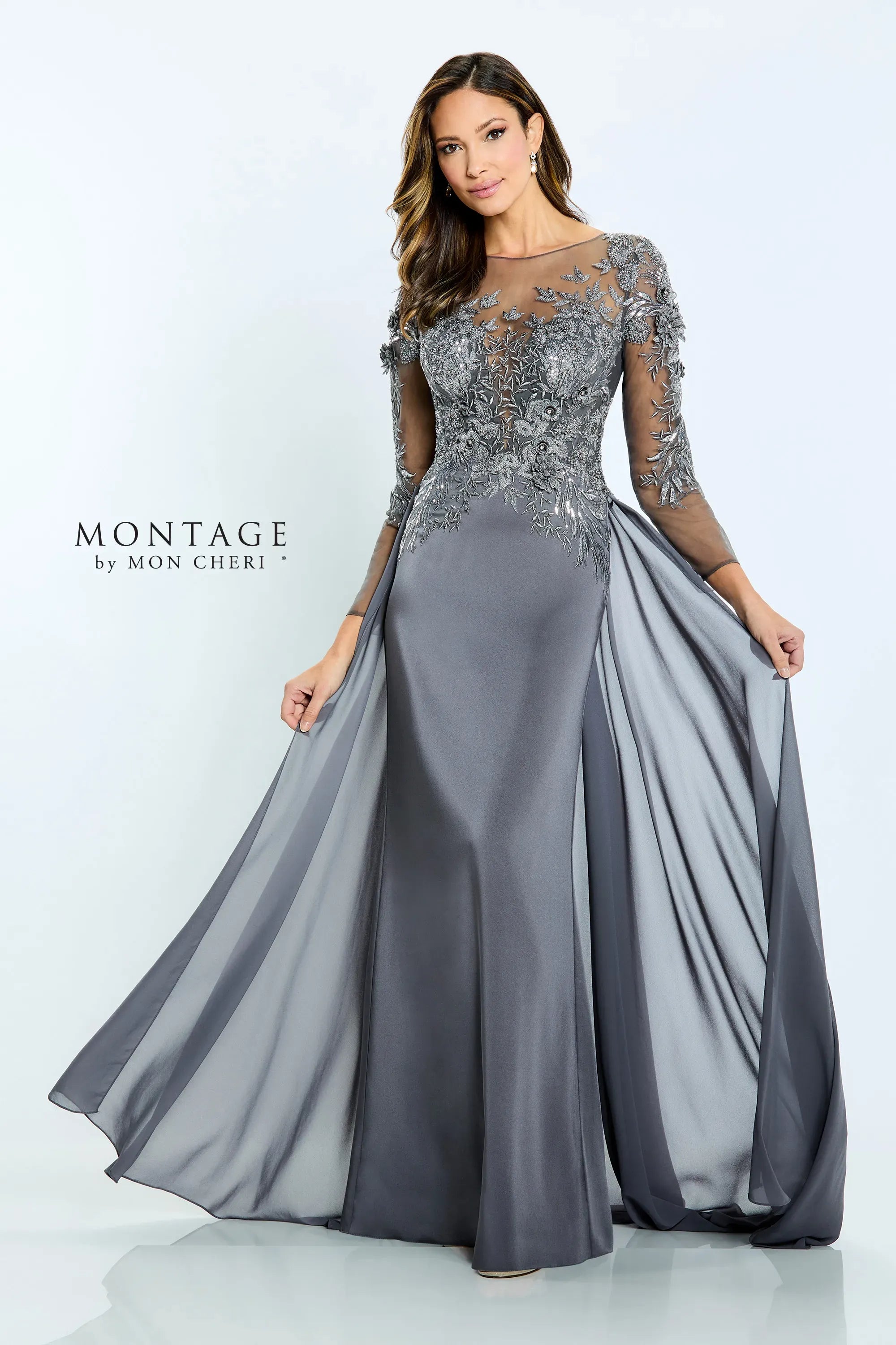 Montage M509 Long Sleeve Formal Beaded Evening Dress