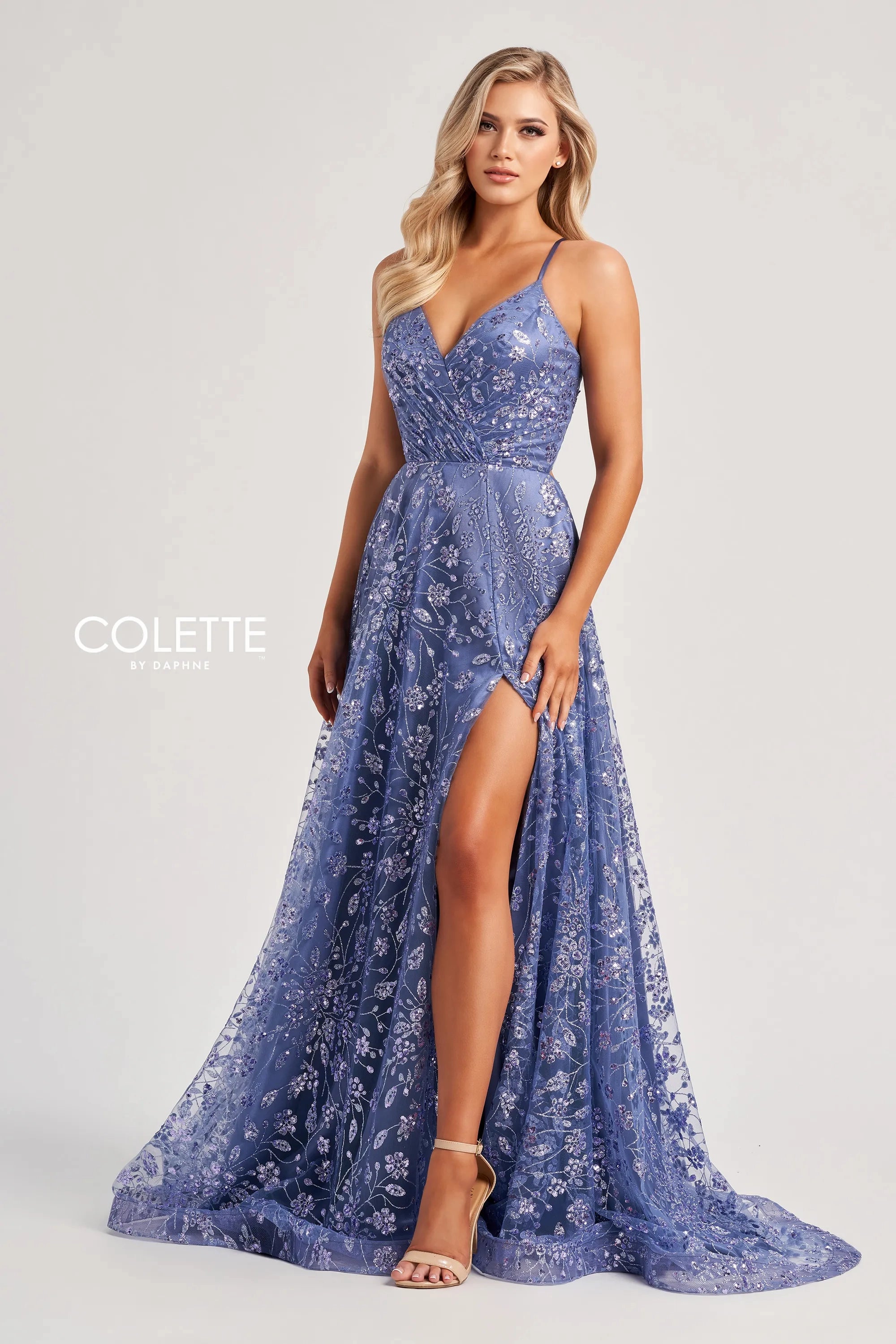 Colette by Daphne CL8230 A Line Sequin Long Formal Prom Dress