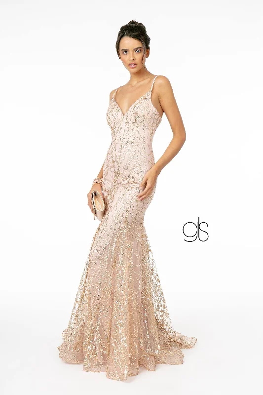 Glitter Fully Beaded Long Prom Dress