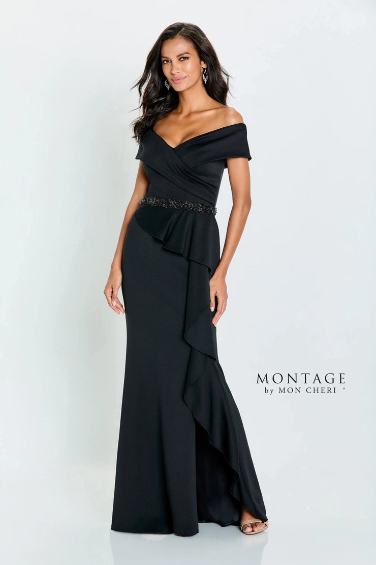 Montage 221976 Long Ruffle Slit Formal Evening Dress