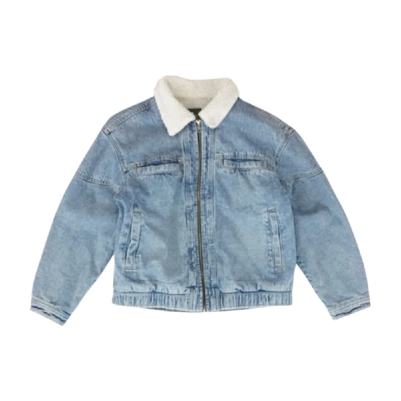 Blue Solid Denim Jacket