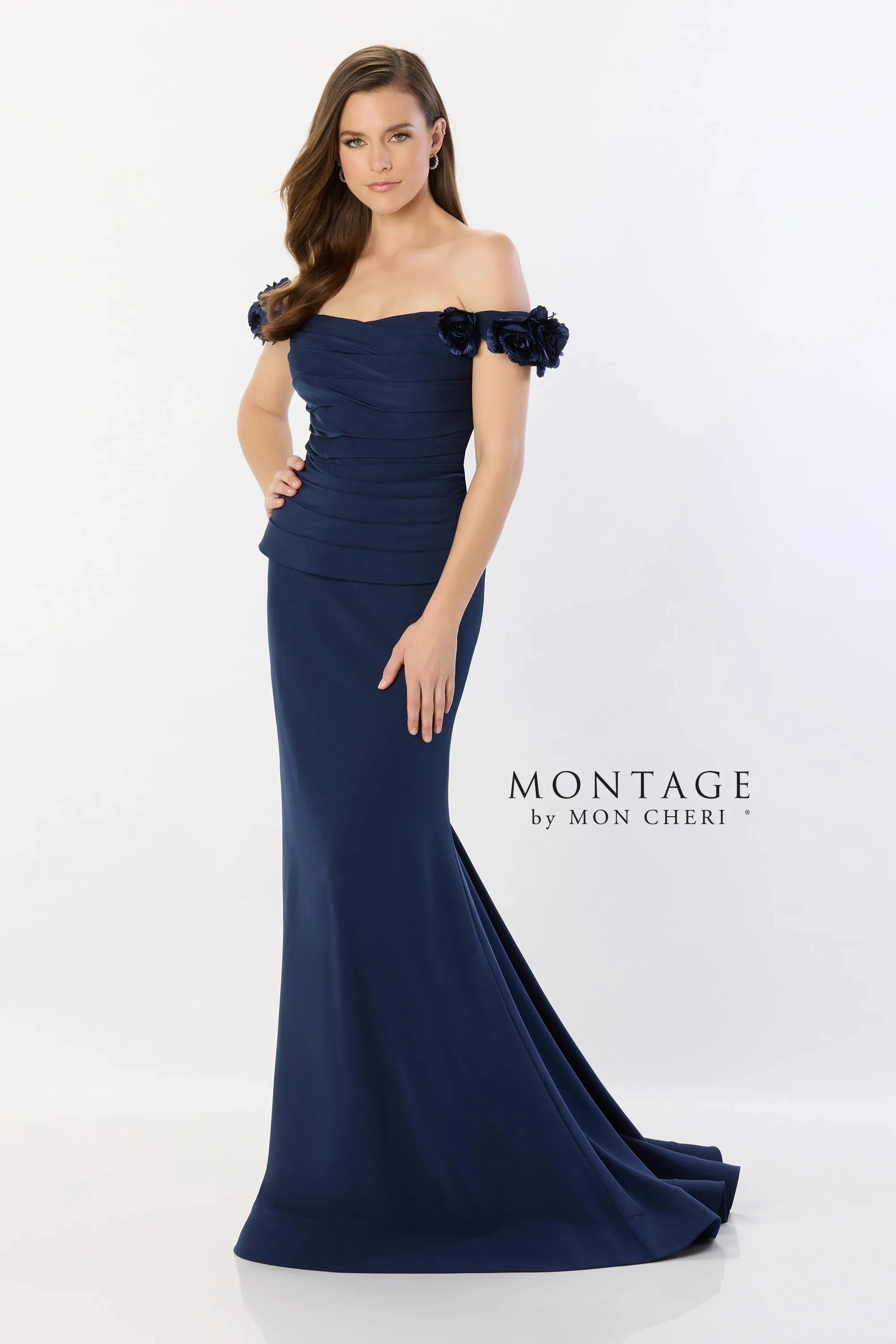 Montage M2242 Pleated Long Formal Mermaid Evening Dress