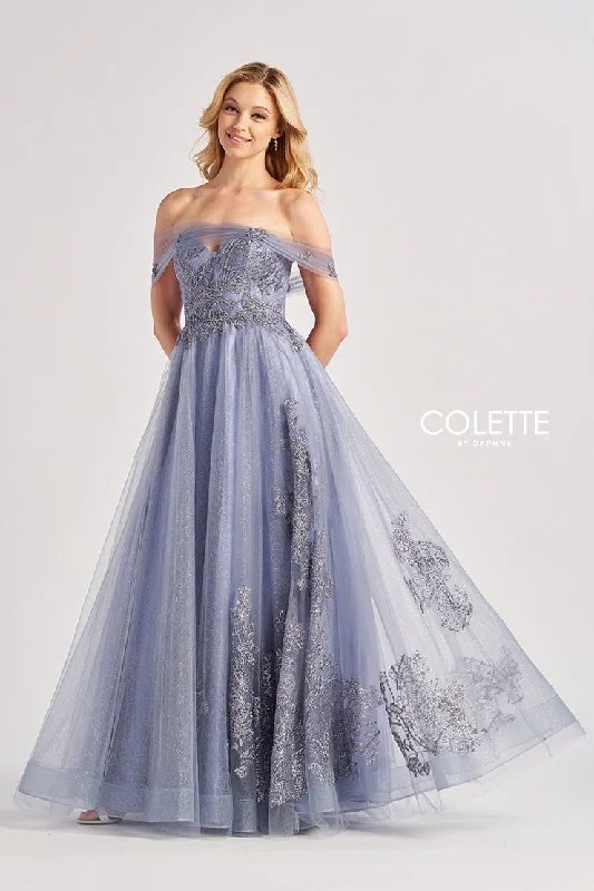 Colette by Daphne CL8640 Glitter Long Formal A Line Prom Dress