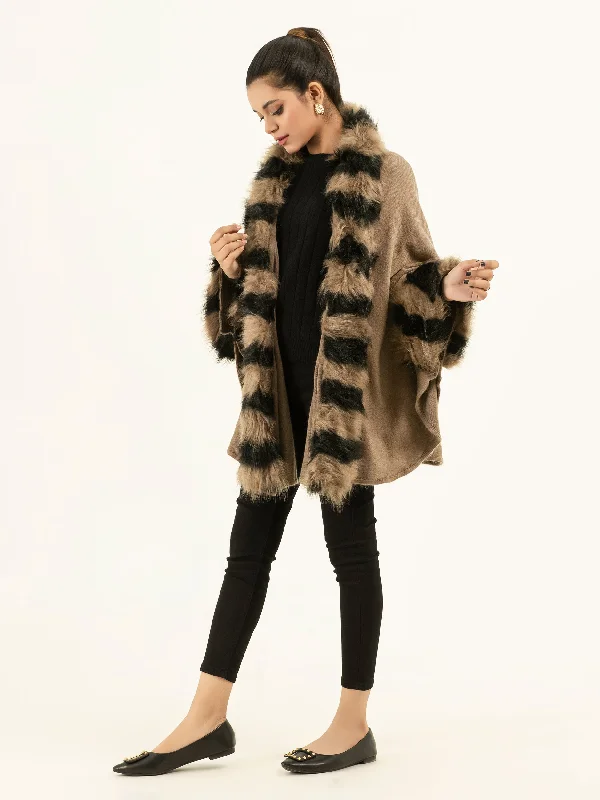 Two Tone Fur Cape Shawl