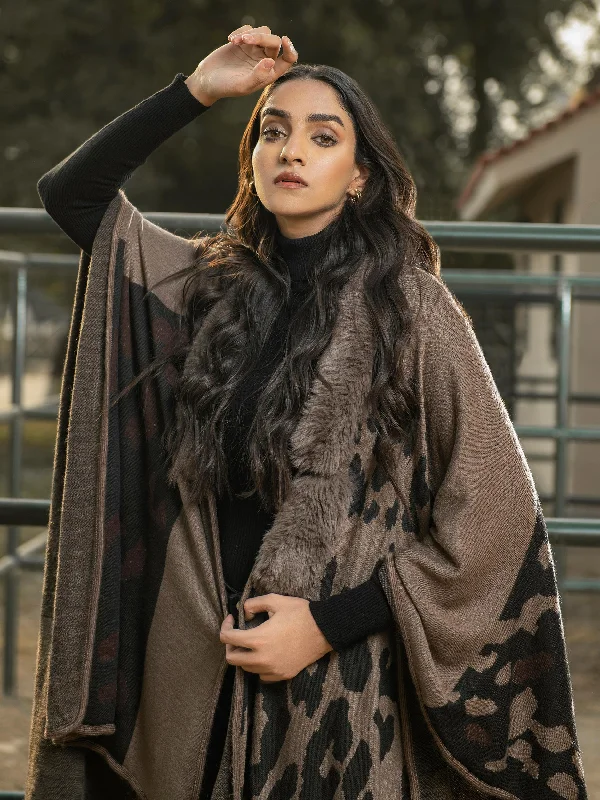 Animal Print Fur Cape Shawl