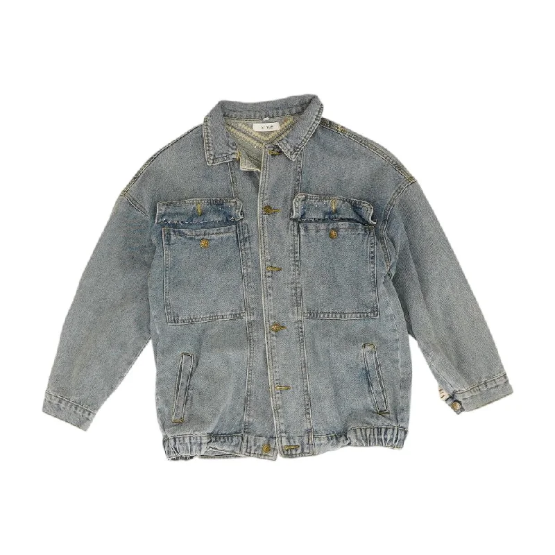 Blue Solid Denim Jacket