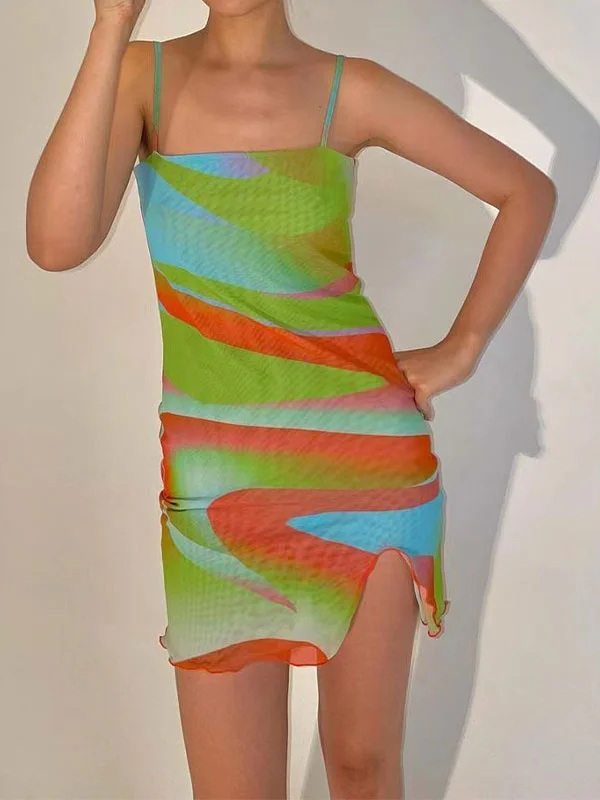 BerryBetty - Multi Color Mesh Mini Dress