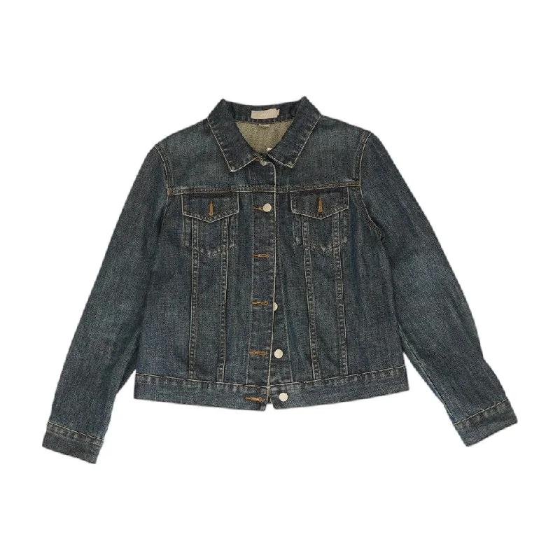 Blue Solid Denim Jacket