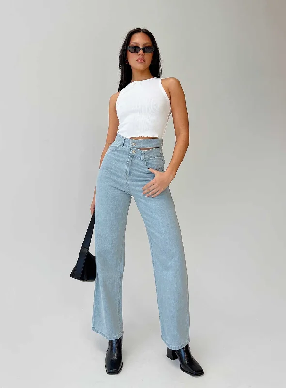 Bansley Double Waistband Jeans Light Denim