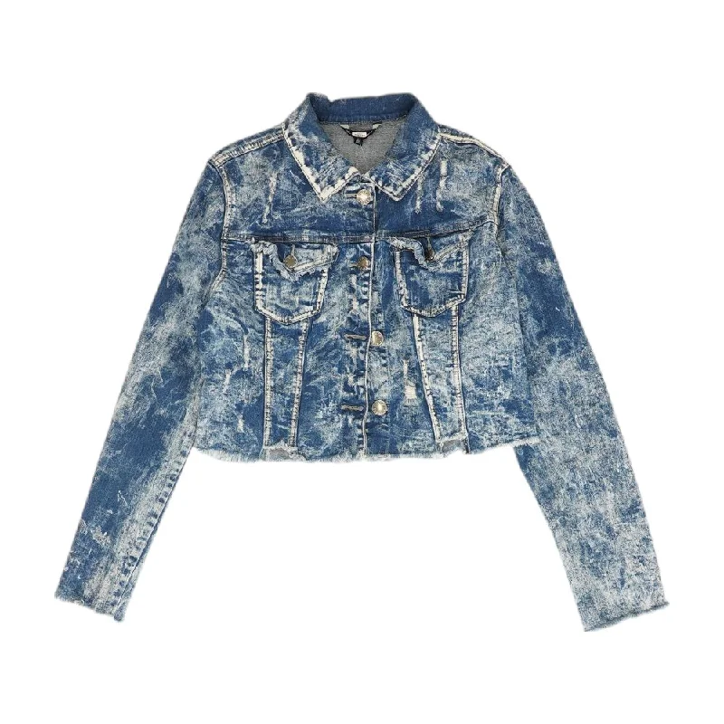 Blue Solid Denim Jacket