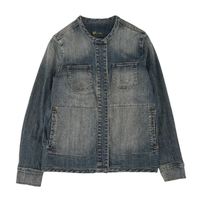 Blue Solid Denim Jacket