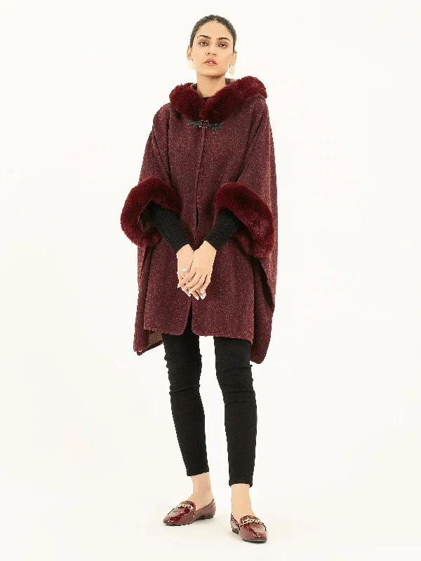 Hooded Fur Cape Shawl