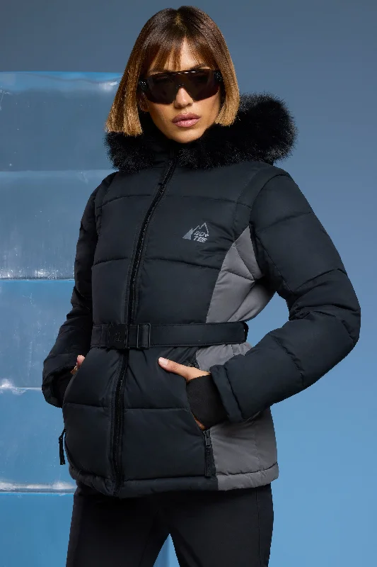 Ski Jacket with Detachable Sleeves in Black