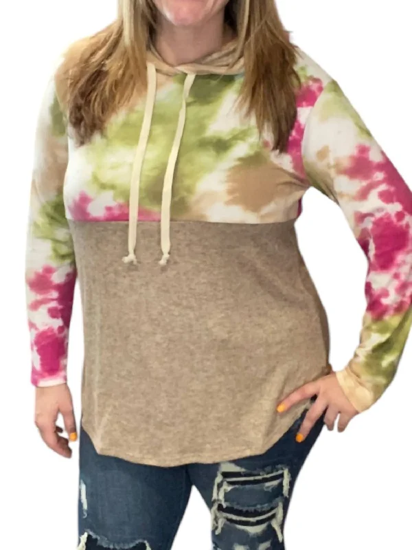 Tie Dye Hoodie In Mocha