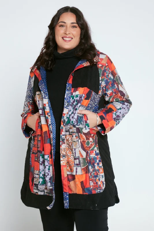 Bicheno Corduroy Coat - Retro Patchwork