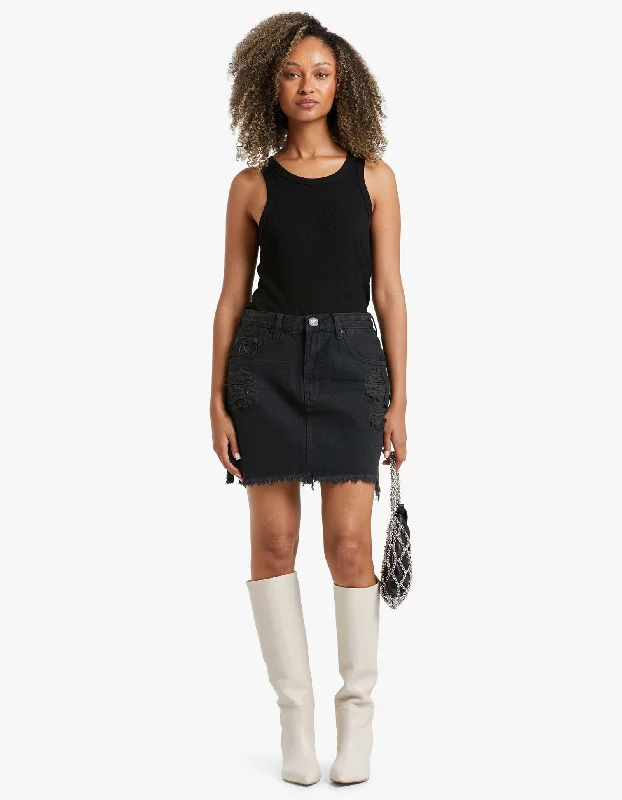 2020 Mini High Waist Denim Skirt - Fox Black