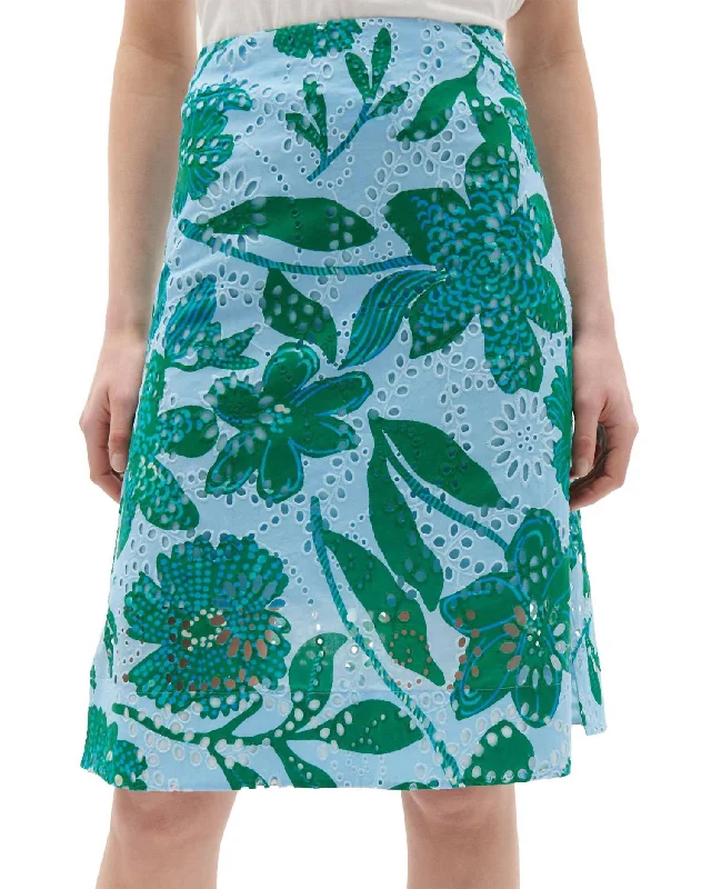 Ambre Skirt In Graphic Floral Dutch Blue