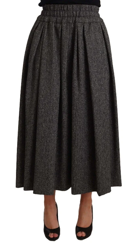 Dolce & Gabbana Elegant A-Line Midi Wool Skirt in  Women's Zigzag