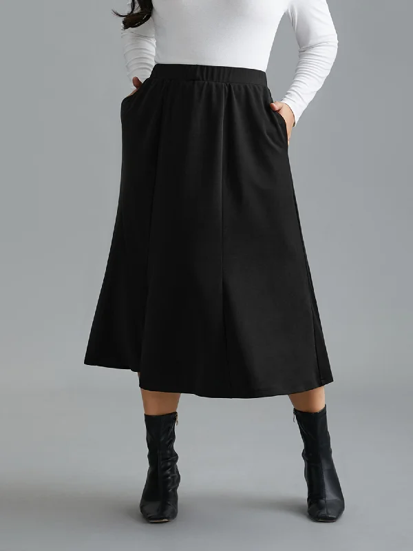 Elastic Waist Fishtail Maxi Skirt